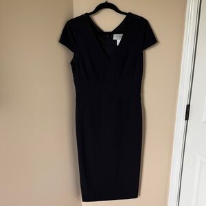 Donna Morgan Navy Midi Dress with Cap Sleeves, Size 8